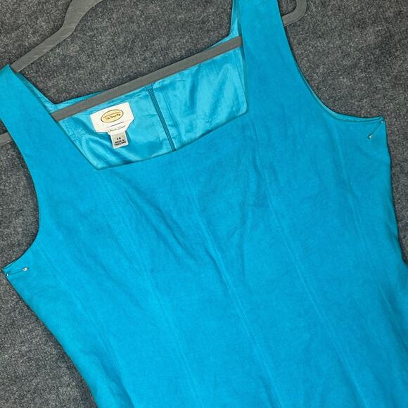 Talbots Irish Linen Dress Womens Sz 14 Blue Fit Flare Fully Lined Timeless Chic - Picture 2 of 13